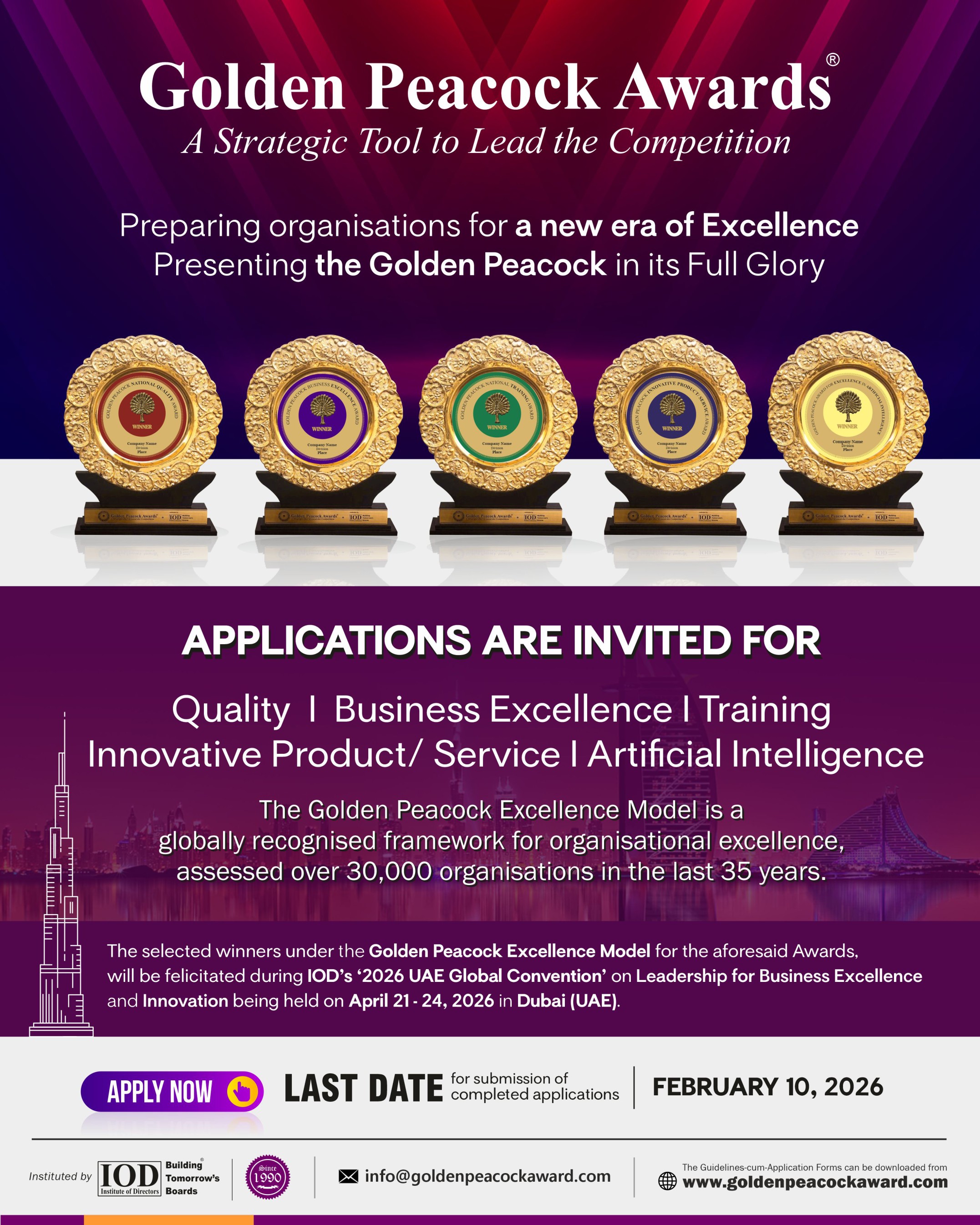 Upcoming Golden Peacock Awards